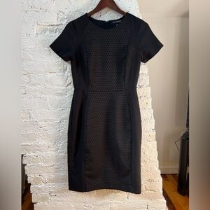 Banana Republic Factory Black Textured Polka Dot Sheath Dress